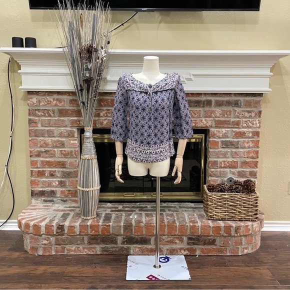 Japna purple multi-patterned 3/4 sleeve top / XS /Excellent condition - Picture 6 of 12